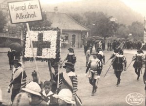 Temperance Blue Cross Anti Alcohol Parade Soldiers Real Photo Postcard