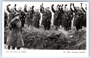 RPPC King George VI visits BEF FRANCE British Royalty War Office WWII Postcard