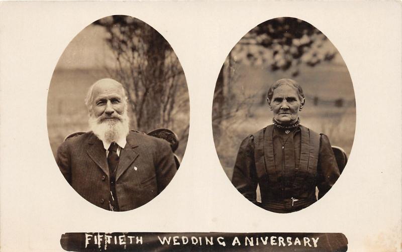 F21/ Interesting Photo RPPC Postcard c1910  50th Wedding Anniversary Man Beard 6