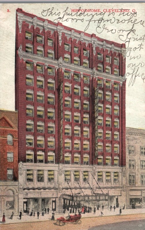 Vintage Postcard 1908 Hippodrome Building Historical Landmark Cleveland Ohio OH