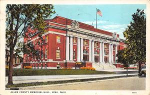Lima Ohio 1937 Postcard Allen County Memorial Hall