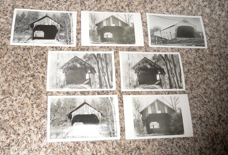 Lot of 7 Cornish NH New Hampshire Covered Bridge Real Photo RPPC Postcards