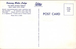 Postcard Swimming Pool Fairland Romney Motor Lodge US 40 in Salt Lake City, Utah