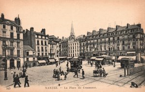 Vintage Postcard Nantes La Place Du Commerce Plaza Nantes France