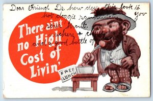 Clayton New Jersey NJ Postcard Hobo Eating Free Lunch 1914 Posted Antique