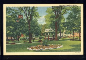 Lewiston, Maine/ME Postcard, View Of City Park & Gazebo
