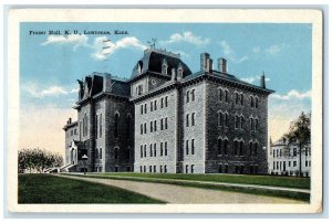 1921 Fraser Hall KU Side View Building Dirt Road Lawrence Kansas KS Postcard