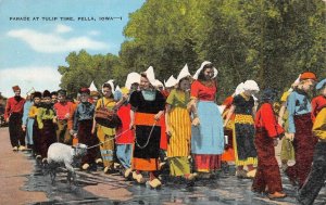 PELLA, Iowa IA   TULIP TIME  Aged Home~Street Scrub~Parade *3* c1940's Postcards