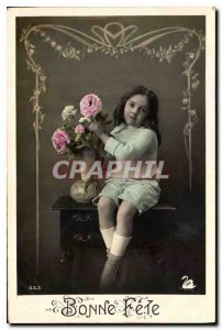 Old Postcard Bonne Fete Children