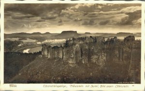 Czech Republic Elbsandsteingebirge Mondschein mit Bastei Vintage RPPC 07.49