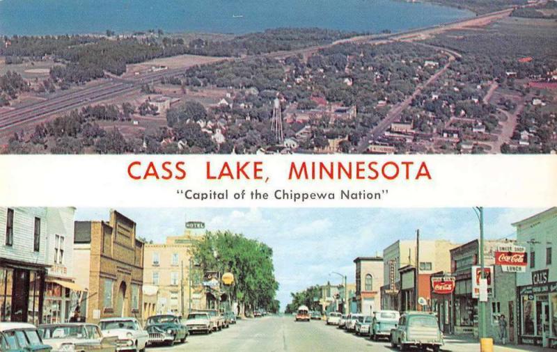 Cass Lake Minnesota Main Street and Birds Eye View Vintage Postcard JD933431