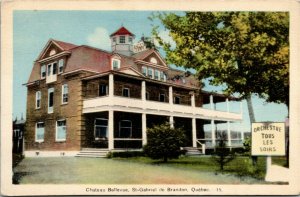 Postcard QC St. Gabriel de Brandon Chateau Bellevue Lake Maskinonge 1930s K42