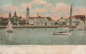 SHIPS MATANZAS RIVER ST. AUGUSTINE FLORIDA POSTCARD 1907