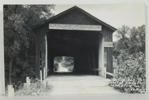 Rppc Princeton Illinois Old Red Covered Bridge Postcard N19