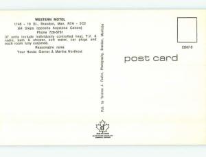 Unused Pre-1980 OLD CARS & WESTERN MOTEL Brandon MB M0174