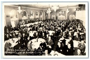 1953 Rotary Club Hall Interior View Kansas City Missouri MO RPPC Photo Postcard