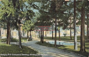 MI, Jackson, Michigan, Greenwood Cemetery, Driveway, Fountain, Leighton No 8609