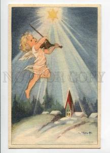 279802 Christmas FLYING ANGEL w/ VIOLIN vintage FINLAND PC