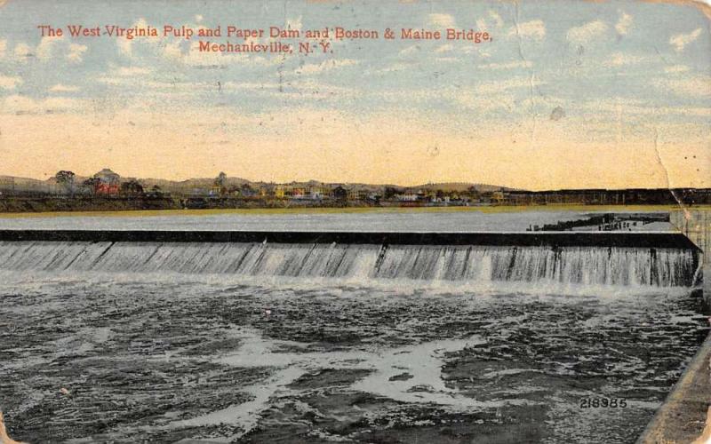 Mechanicville New York Pulp And Paper Dam Antique Postcard K73197