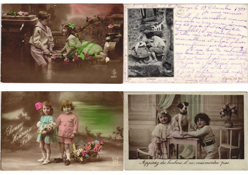 CHILDREN BOYS & GIRLS REAL PHOTO GLAMOR 136 Vintage Postcards Pre-1940 (L5290)