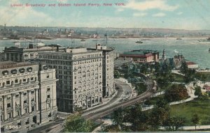 Lower Broadway NYC, New York City - Staten Island Ferry - pm 1911 - DB