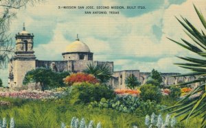 USA Mission San Jose Second Mission Texas San Antonio Linen Postcard 03.34