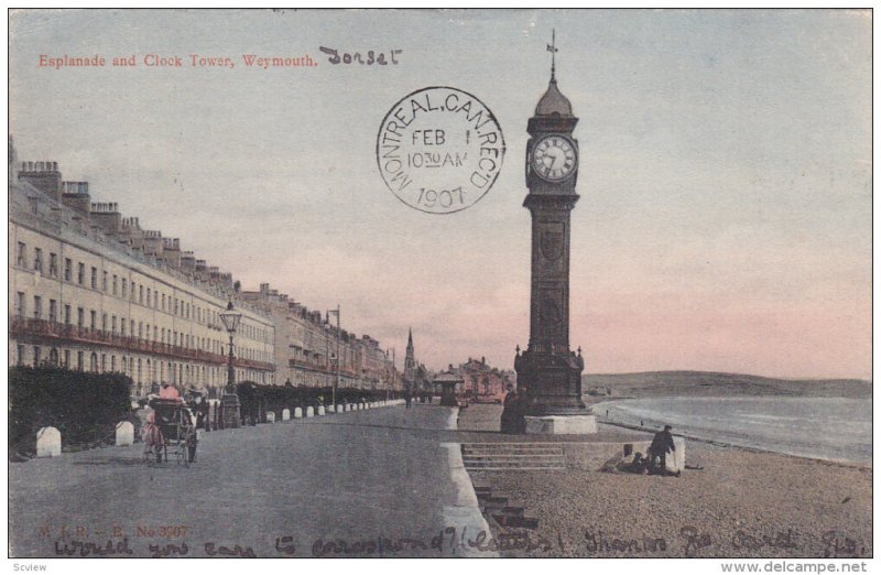 WEYMOUTH, England, PU-1907; Esplanade And Clock Tower