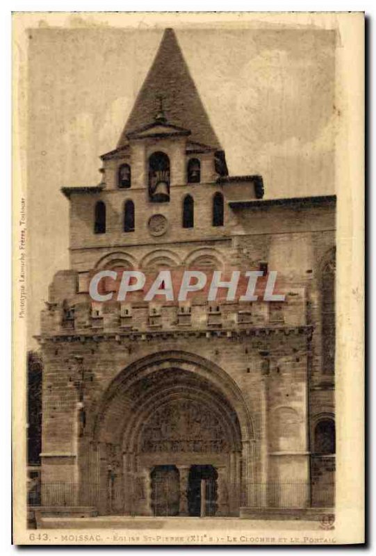 Postcard Old Stone XII Moissac Church St S Bell Tower and Portal