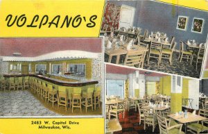 Wisconsin Milwaukee Wolpano's Cocktail Lounge 1940s Kropp  Postcard 22-10522