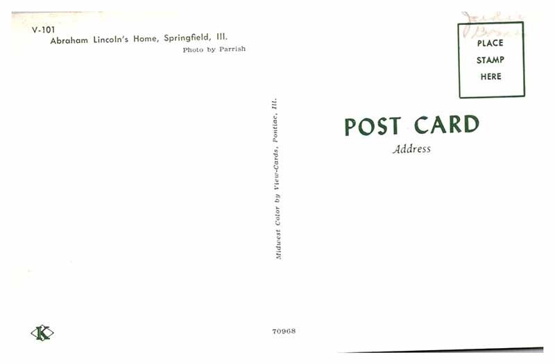 Postcard HOUSE SCENE Springfield Illinois IL AU1074