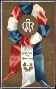Memorial Day Civil War GAR Ribbon Patriotic c1910 Vintage Postcard