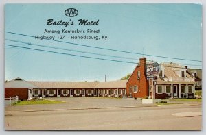 Harrodsburg Kentucky Bailey's Motel Highway 127 Postcard E30