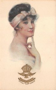 GLAMOUR WOMAN ROYAL AIR FORCE  ENGLAND RAF MILITARY EMBOSSED POSTCARD (c.1918)**