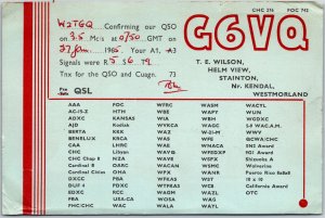 Radio Card G6VQ QSO 3.5 Kendal Westmorland Amateur Station Postcard