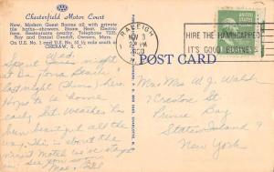 Cheraw South Carolina Chesterfield Motor Court Linen Antique Postcard K15200