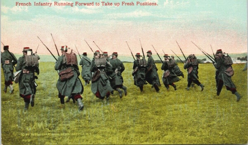 French Infantry Running Forward France Soldiers WW1 Military Postcard G37