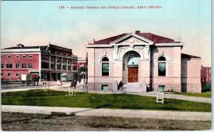 RENO, NV Nevada    MASONIC  TEMPLE  &  Public LIBRARY   c1910s      Postcard