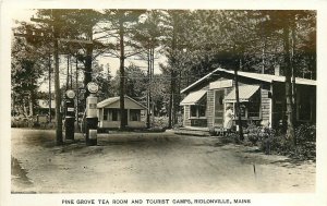 Postcard 1920s Maine Ridlonville Pine Grove Tourist Camps Gas pumps ME24-2130