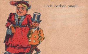 Vintage Postcard I Felt Rather Small Fat Lady Fat Woman Thin Man Going Out Comic