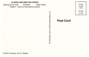 Alaska Airlines Air Cargo Boeing B 727 Airplane Postcard