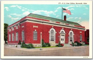 Norwalk Ohio OH, U.S. Post Office Building, Street Corner, Vintage Postcard