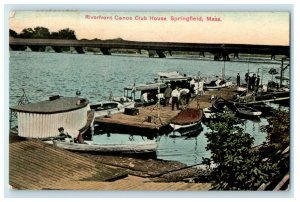 1917 Riverfront Canoe Club House Springfield Massachusetts MA Postcard 