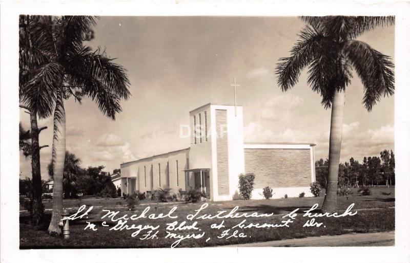 Florida Fl Real Photo RPPC 50s FT MYERS St Michael Lutheran Church 