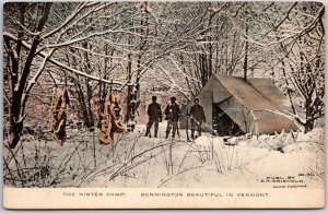 The Winter Camp Bennington Vermont Wooded Mountains Shelter & Feeding Postcard