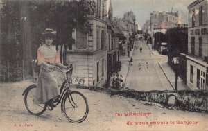 Vesinet France~vous envoie le Bonjour-bicycle-biciletta-fahrrad~photo postcard