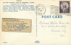 Illinois Jonesboro 1st National Bank 1962 roadside Johnston Postcard 22-1127