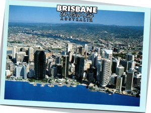 Postcard AUS Queensland Brisbane aerial view towards Mt. Coot-tha
