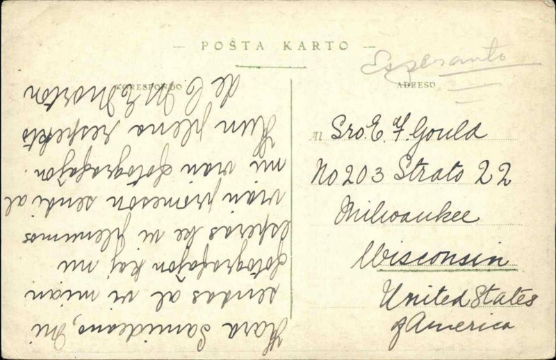 Message Written in Esperanto? Antwerp Belgium Map Postcard c1910 