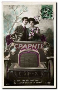 Old Postcard Fantasy Couple By car one can dare anything (car woman)