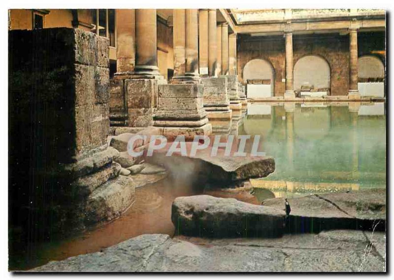 Postcard Modern Bath England The Great Roman bath and diving stone - First Ce...